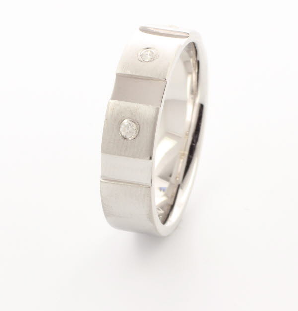 Patterned Designer White Gold Wedding Ring - Contatto